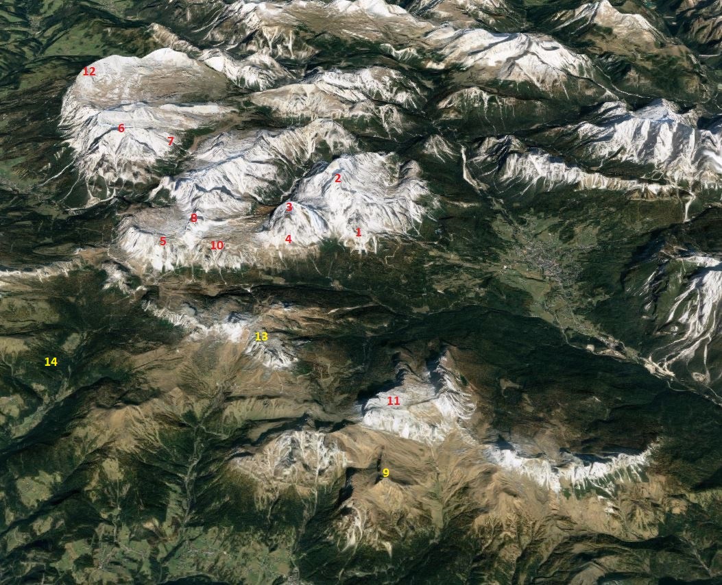 Tofane - Sasso Croce - Conturines - Fanes - Croda dal Lago - Ampezzane sud